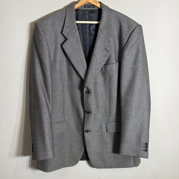 Yves Saint Laurent Wool Sport Coat Jacket Blazer Men's 44L Black Tan Gray Formal - Picture 4 of 13